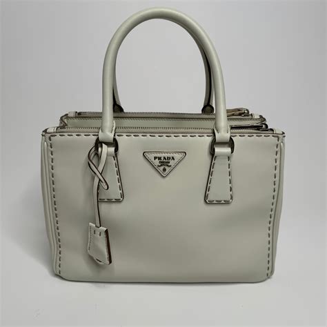 prada city calf small top stitched double-zip tote|PRADA City Calf Hand Stitched Small Galleria Double Zip Tote .